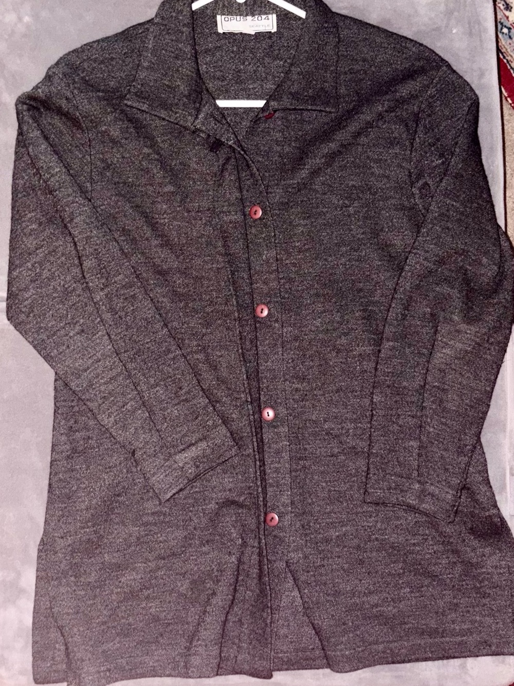 Opus 204 Seattle Gray Knit Button-Up Cardigan Sweater Jacket Lagenlook M/L